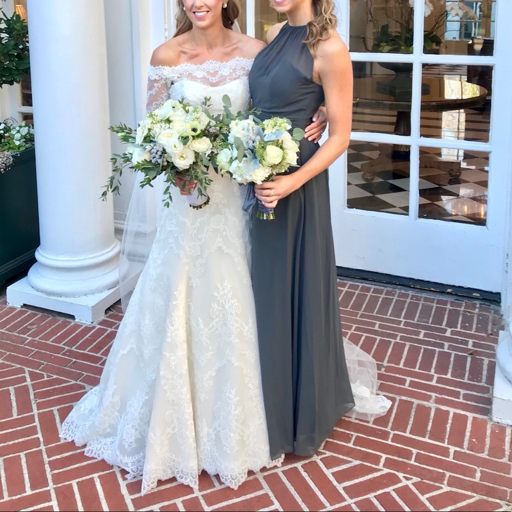 High Neck Gray Bridesmaids Dress by Bill Levkoff